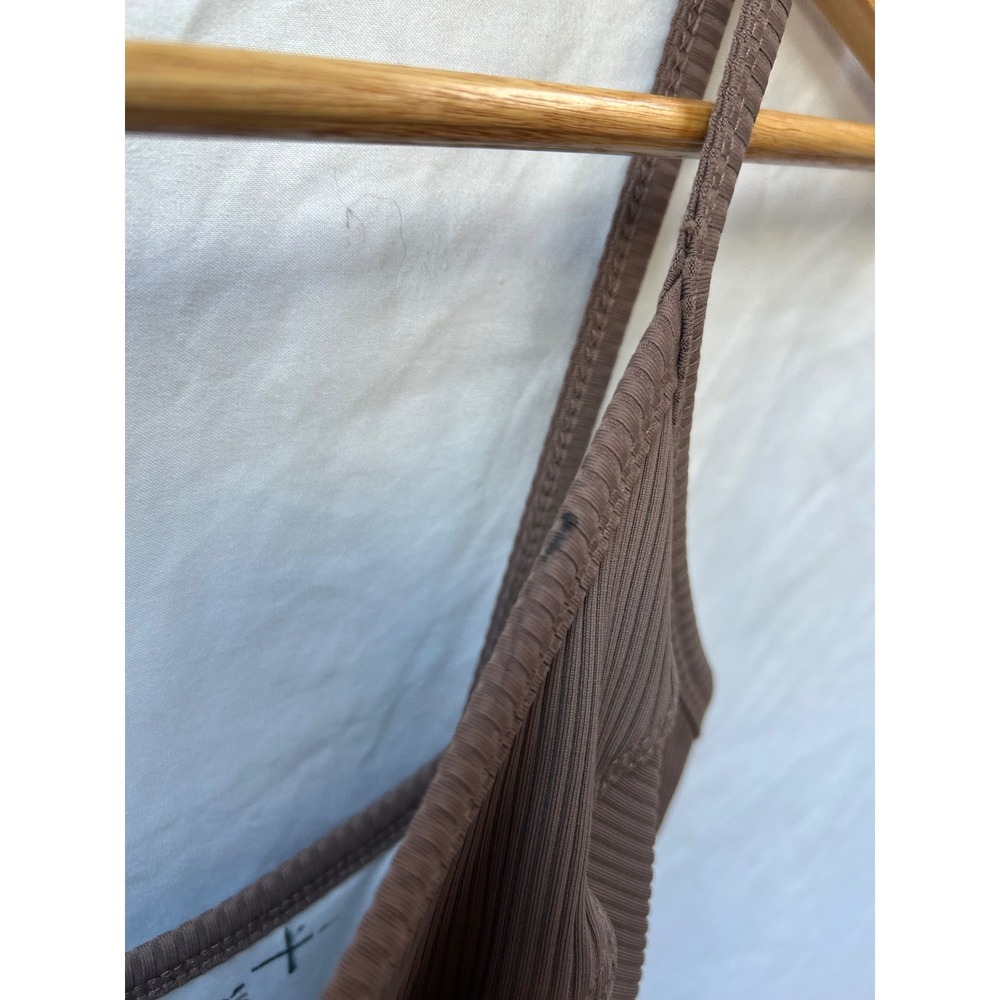 Year of Ours Ribbed Bustier Mini Dress Brown Spaghetti Strap Bodycon Size Small - Picture 4 of 7